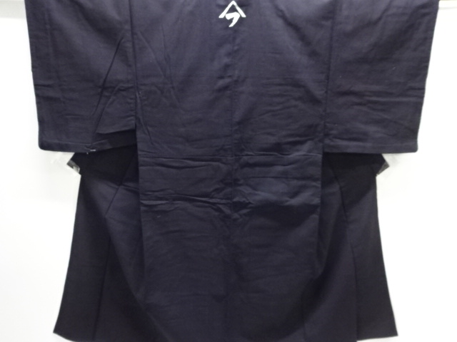 アンティーク　木綿本藍べんがら染単衣男物着物(腰紐付き)